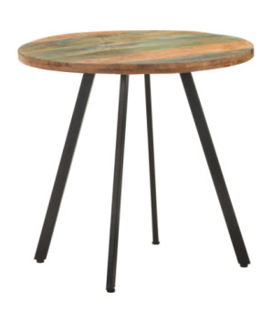 Masă rotundă de bucătărie pentru 2 persoane, aspect industrial, din lemn masiv reciclat, 80 x 75 cm
