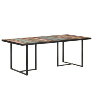 Masă de bucătărie, 200 cm, lemn reciclat, cu aspect industrial - WOODBB530