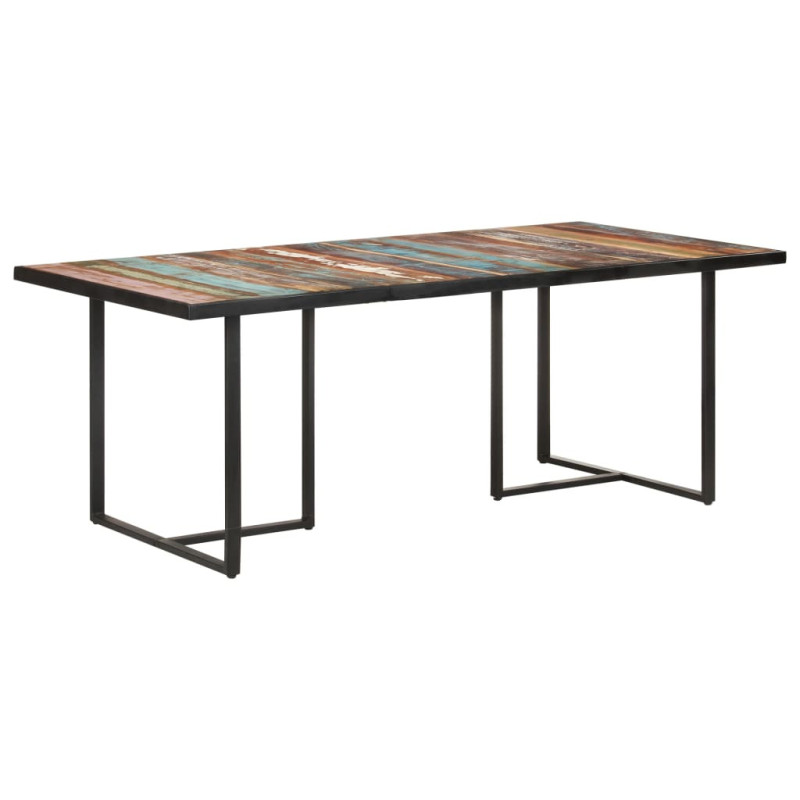Masă de bucătărie, 200 cm, lemn reciclat, cu aspect industrial - WOODBB530