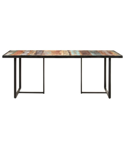 Masă de bucătărie, 200 cm, lemn reciclat, cu aspect industrial - WOODBB530