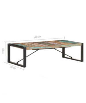 Măsuță de cafea, 140 x 70 x 40 cm, lemn reciclat, cu aspect industrial - WOODBB534