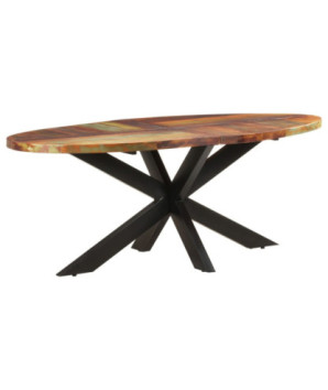 Masă de bucătărie, 200x100x75 cm, lemn reciclat, ovală - WOODBB536
