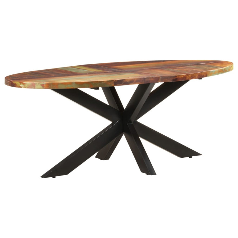 Masă de bucătărie, 200x100x75 cm, lemn reciclat, ovală - WOODBB536 Masă de bucătărie, 200x100x75 cm, lemn reciclat, ovală - WOODBB536