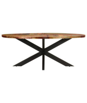 Masă de bucătărie, 200x100x75 cm, lemn reciclat, ovală - WOODBB536