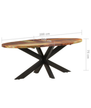Masă de bucătărie, 200x100x75 cm, lemn reciclat, ovală - WOODBB536
