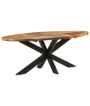 Masă de bucătărie, 200x100x75 cm, lemn reciclat, ovală - WOODBB536