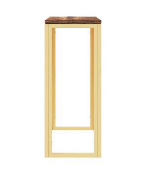 Măsuță de cafea, auriu, oțel inoxidabil și lemn reciclat - WOODBB542