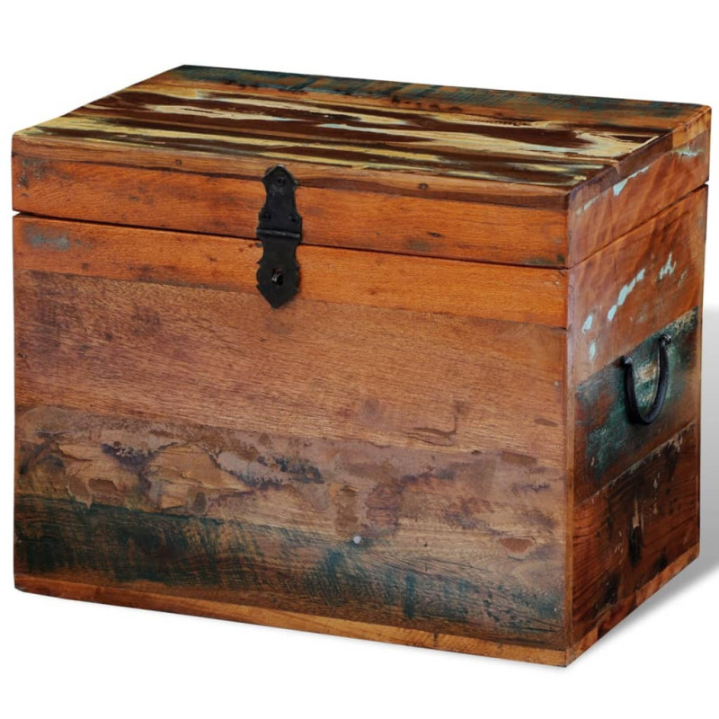 Ladă de depozitare din lemn reciclat, cu aspect antichizat - WOODBB71