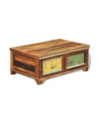 Măsuță de cafea cu spațiu depozitare, vintage, lemn reciclat, cu aspect antichizat - WOODBB547