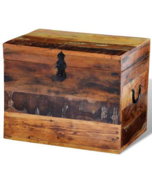 Ladă de depozitare din lemn reciclat, cu aspect antichizat - WOODBB71