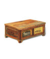 Măsuță de cafea cu spațiu depozitare, vintage, lemn reciclat, cu aspect antichizat - WOODBB547