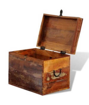 Ladă de depozitare din lemn reciclat, cu aspect antichizat - WOODBB71