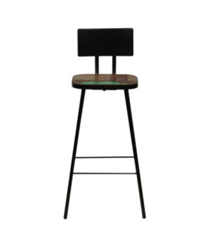 Scaune masă bar multicolor vintage, din lemn masiv reciclat, cu spătar, 4 buc.