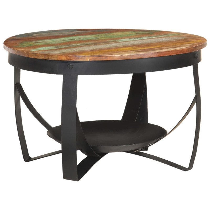 Măsuță cafea aspect industrial, din lemn masiv reciclat, rotundă, Ø68x43 cm, handmade Măsuță cafea aspect industrial, din lemn masiv reciclat, rotundă, Ø68x43 cm, handmade