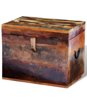 Ladă de depozitare din lemn reciclat, cu aspect antichizat - WOODBB71