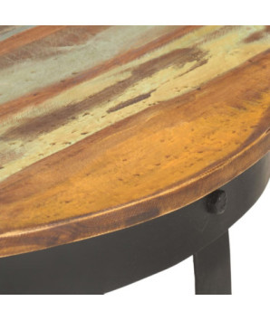 Măsuță cafea aspect industrial, din lemn masiv reciclat, rotundă, Ø68x43 cm, handmade
