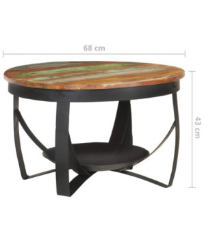 Măsuță cafea aspect industrial, din lemn masiv reciclat, rotundă, Ø68x43 cm, handmade