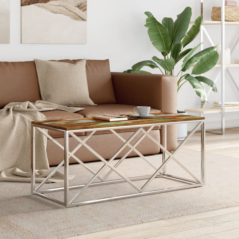 Măsuță cafea elegantă, din lemn masiv reciclat, dreptunghiulară, 110 x 45 x 45 cm, handmade Măsuță cafea elegantă, din lemn masiv reciclat, dreptunghiulară, 110 x 45 x 45 cm, handmade