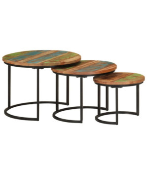 Mese suprapuse, 3 buc., lemn reciclat - WOODBB561