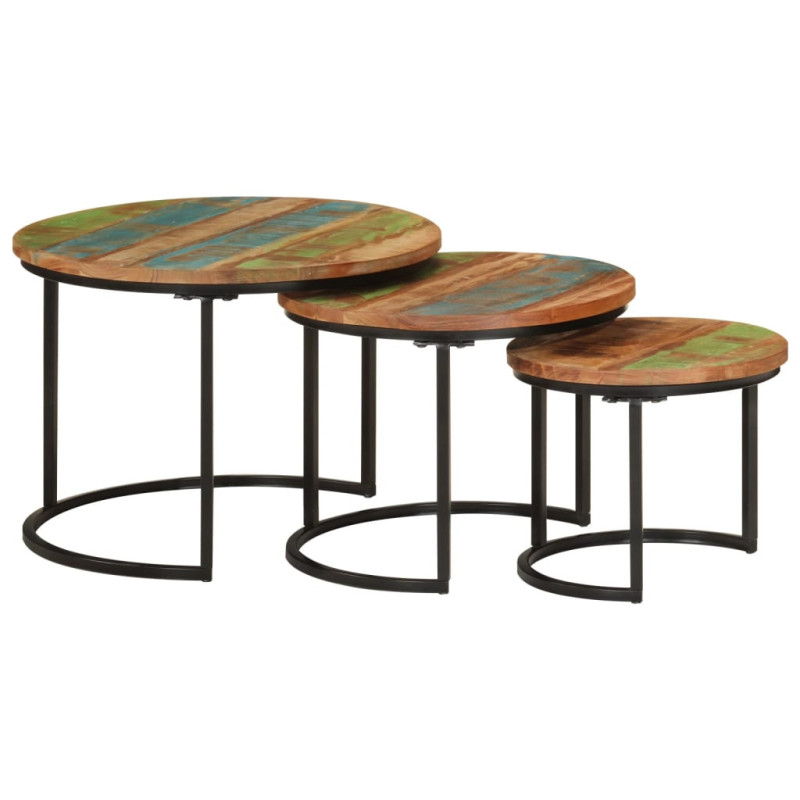 Mese suprapuse, 3 buc., lemn reciclat - WOODBB561