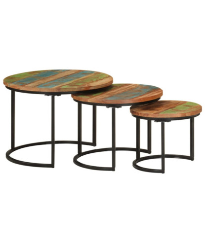 Mese suprapuse, 3 buc., lemn reciclat - WOODBB561