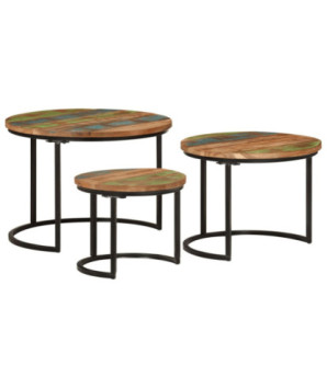 Mese suprapuse, 3 buc., lemn reciclat - WOODBB561