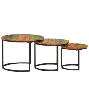 Mese suprapuse, 3 buc., lemn reciclat - WOODBB561