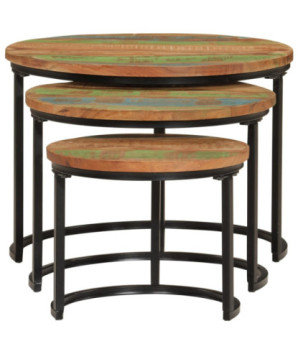 Mese suprapuse, 3 buc., lemn reciclat - WOODBB561
