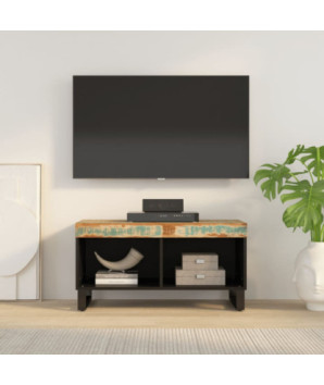 Comodă TV, 85x33x43,5 cm, lemn reciclat, cu aspect industrial - WOODBB562