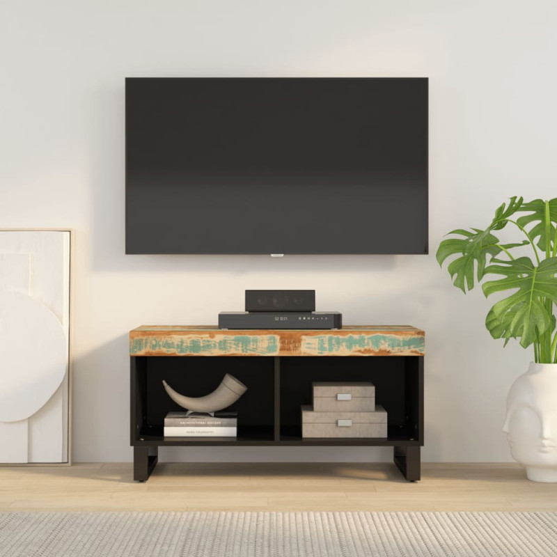 Comodă TV, 85x33x43,5 cm, lemn reciclat, cu aspect industrial - WOODBB562 Comodă TV, 85x33x43,5 cm, lemn reciclat, cu aspect industrial - WOODBB562