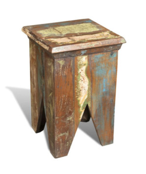 Taburet, lemn reciclat, cu aspect antichizat - WOODBB566
