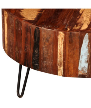 Măsuță cafea vintage, din lemn masiv reciclat, rotundă, 70 x 38 cm, handmade