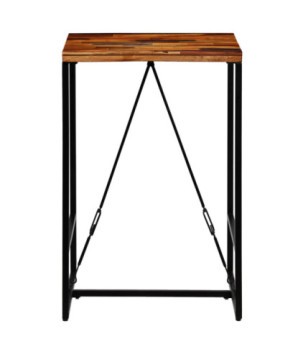 Masă bar cu aspect industrial, din lemn masiv reciclat, pătrată, 70 x 70 x 106 cm