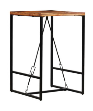 Masă bar cu aspect industrial, din lemn masiv reciclat, pătrată, 70 x 70 x 106 cm