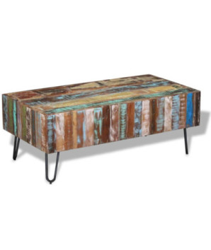 Măsuță de cafea, 100 x 50 x 38 cm, lemn reciclat, cu aspect antichizat - WOODBB569