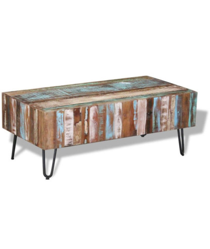 Măsuță de cafea, 100 x 50 x 38 cm, lemn reciclat, cu aspect antichizat - WOODBB569