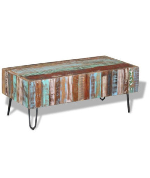 Măsuță de cafea, 100 x 50 x 38 cm, lemn reciclat, cu aspect antichizat - WOODBB569