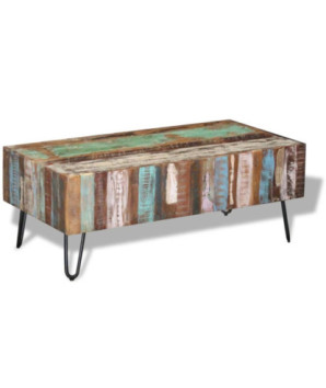 Măsuță de cafea, 100 x 50 x 38 cm, lemn reciclat, cu aspect antichizat - WOODBB569