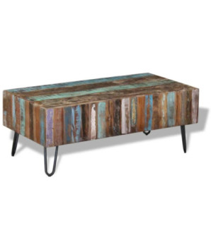 Măsuță de cafea, 100 x 50 x 38 cm, lemn reciclat, cu aspect antichizat - WOODBB569