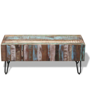 Măsuță de cafea, 100 x 50 x 38 cm, lemn reciclat, cu aspect antichizat - WOODBB569