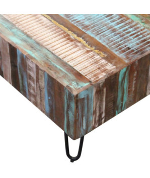 Măsuță de cafea, 100 x 50 x 38 cm, lemn reciclat, cu aspect antichizat - WOODBB569