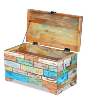 Cufăr de depozitare, lemn reciclat, cu aspect vintage - WOODBB574