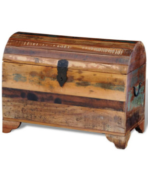 Cufăr de depozitare din lemn reciclat, cu aspect antichizat - WOODBB575