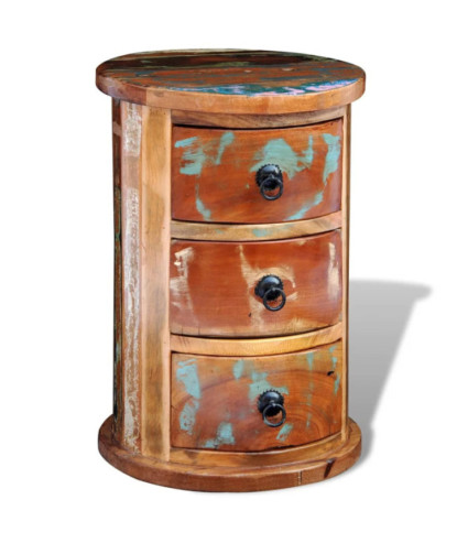 Dulap din lemn reciclat cu 3 setare, cu aspect antichizat - WOODBB74