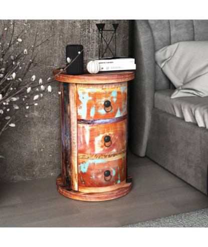 Dulap din lemn reciclat cu 3 setare, cu aspect antichizat - WOODBB74
