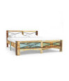 Cadru de pat, 140 x 200 cm, lemn reciclat, cu aspect antichizat - WOODBB579
