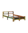 Cadru de pat, 140 x 200 cm, lemn reciclat, cu aspect antichizat - WOODBB579