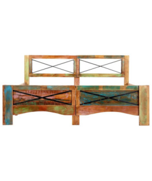 Cadru de pat, 140 x 200 cm, lemn reciclat, cu aspect antichizat - WOODBB579