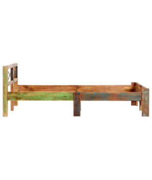 Cadru de pat, 140 x 200 cm, lemn reciclat, cu aspect antichizat - WOODBB579