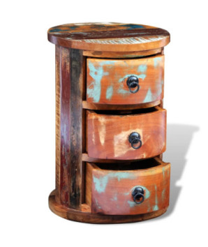 Dulap din lemn reciclat cu 3 setare, cu aspect antichizat - WOODBB74